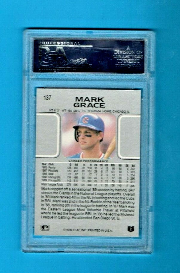 1990 LEAF #137 MARK GRACE Chicago Cubs PSA  9 MINT  -  Low Population (34)