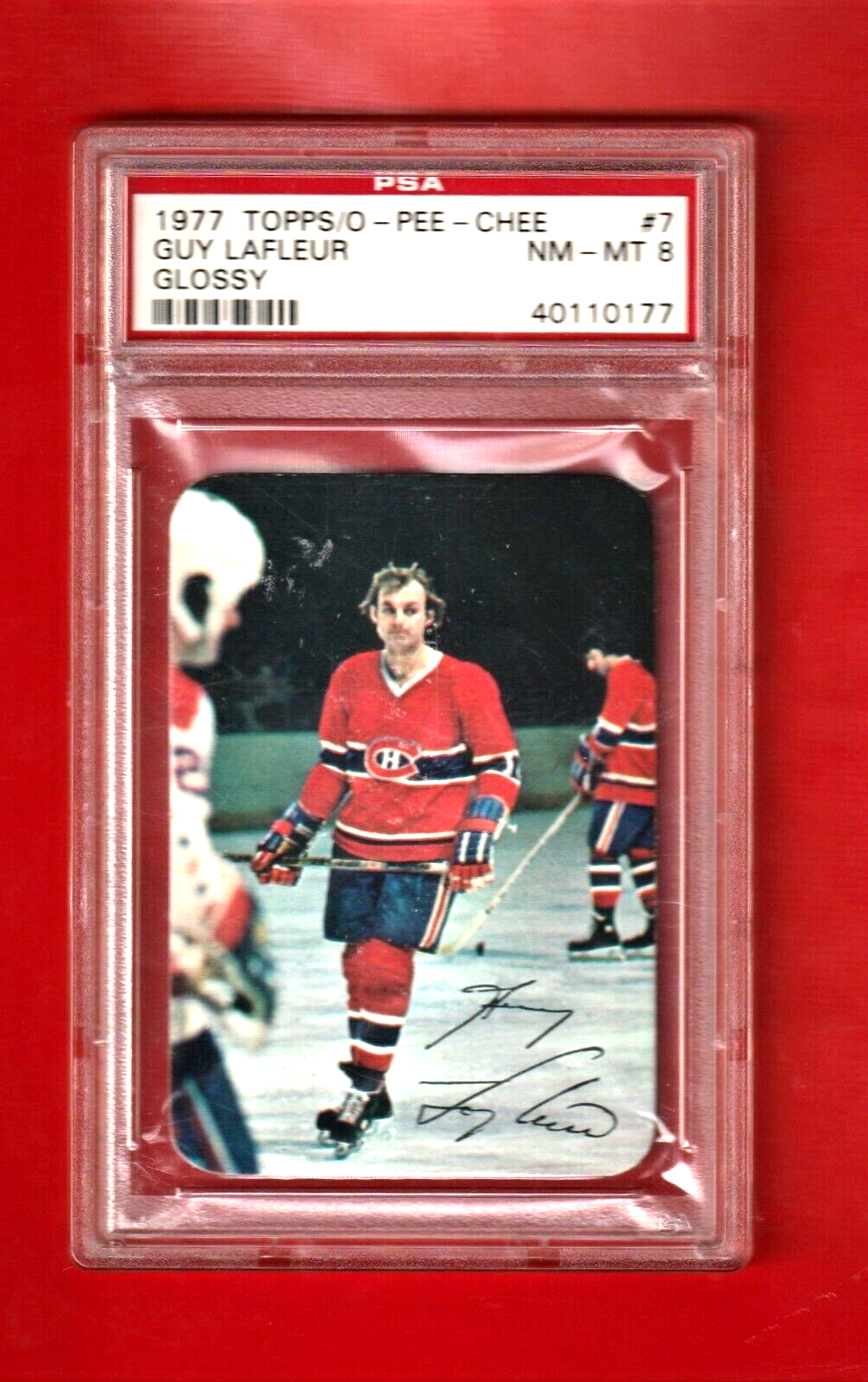 1977 Topps?O-Pee-Chee  -  Guy Lafleur  -  ROUND CORNERS #7 PSA 8 NM-MT- Montreal
