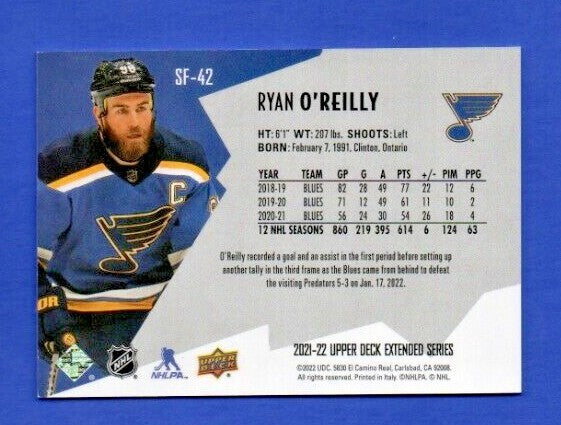 Ryan O'Reilly 2021-22 UD Extended SPxFinite Radiance Silver #SF-42  1667/2999