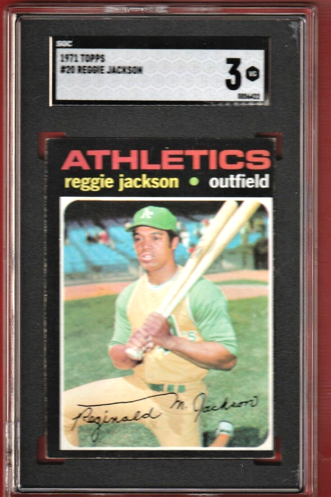 1971 Topps # 20  -  Reggie Jackson   -  Oakland Athletics   -   HOF  -  SGC 3 VG