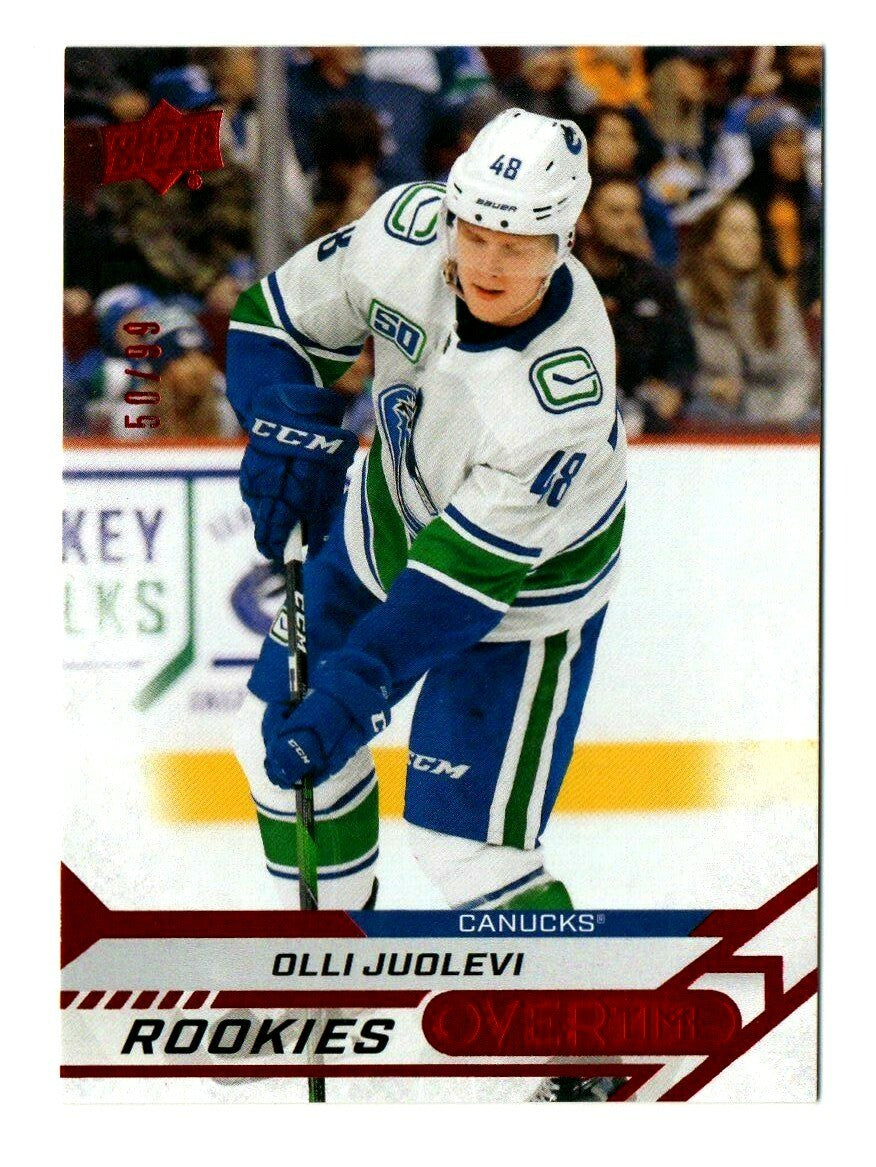 UD Overtime 2020-21 - Red Variation  ROOKIES - Olli Juolevi  #108 50/99 Canucks
