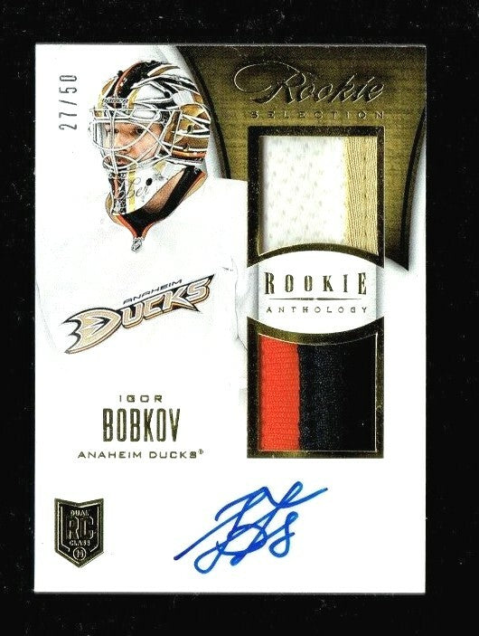 2013-14 ROOKIE ANTHOLOGY ROOKIE SELECTION 4 COLOR  JERSEY AUTO IGOR BOBKOV 27/50