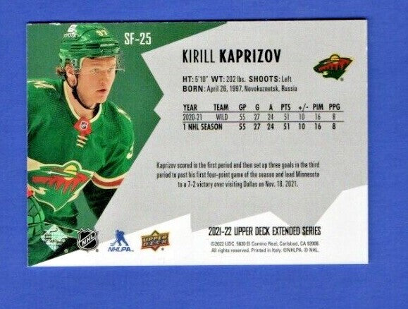 Kirill Kaprizov   2021-22 UD Ext. SPxFinite Radiance Silver #SF-25  2426/2999