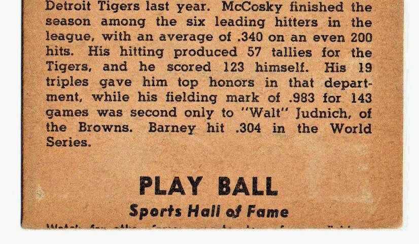 1941 Play Ball #37 Bruce "Soupy" Campbell   "WRONG BACK" EX-EX+   Detroit ROOKIE