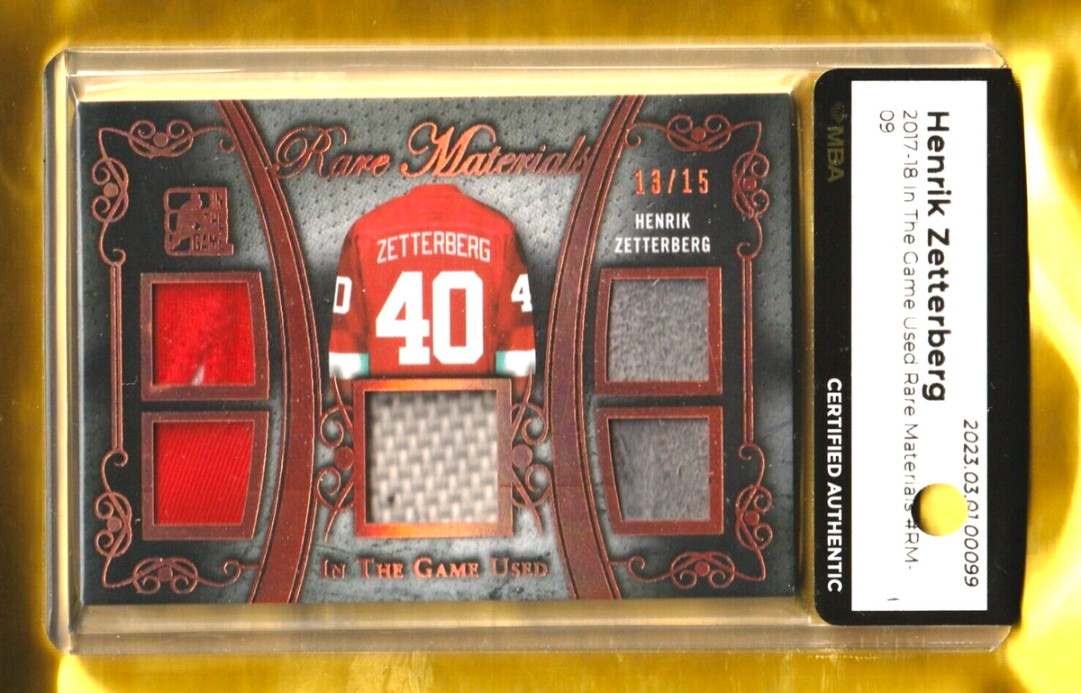 2017 ITG Used Rare Materials Henrik Zetterberg PATCH /15 #RM-09    MBA AUTHENTIC