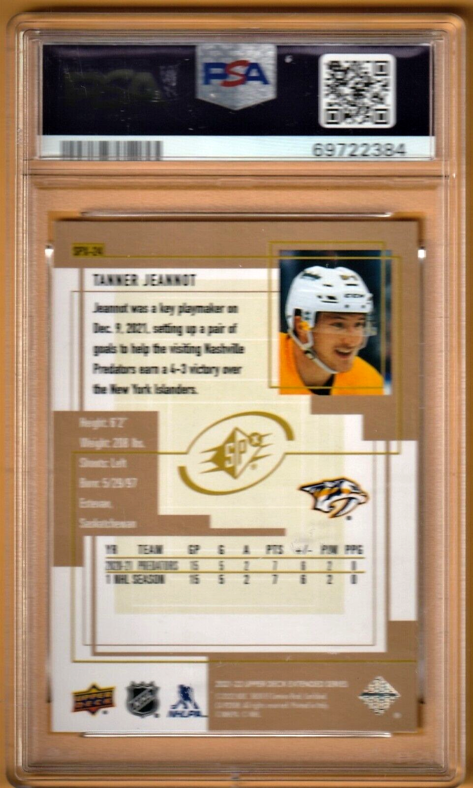 2021 Upper Deck Extended Series'99 SPx  -  Tanner Jeannot    #SPX-24 PSA 9 MINT