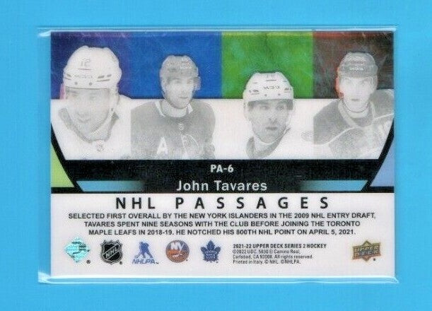 2021-22 Upper Dec Series 2 NHL PASSAGES #PA-6 John Tavares - Toronto Maple Leafs