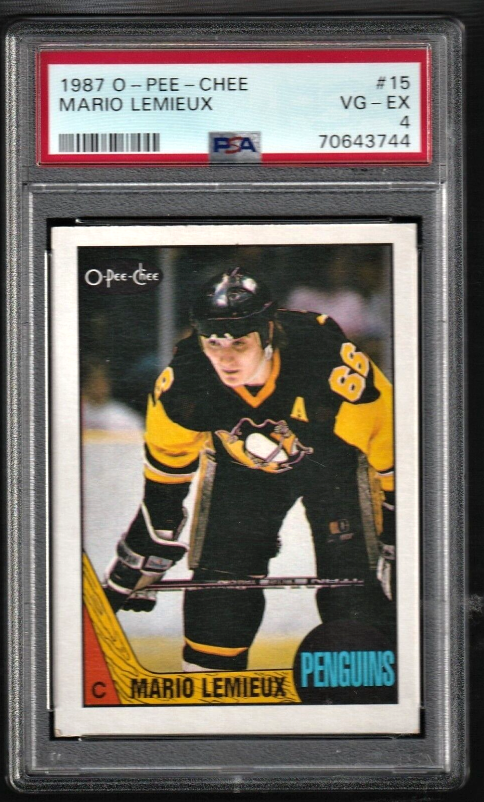 1987 O-Pee-Chee Hockey  -  Mario Lemieux #15  PSA 4 VG-EX -  Pittsburgh Penguins