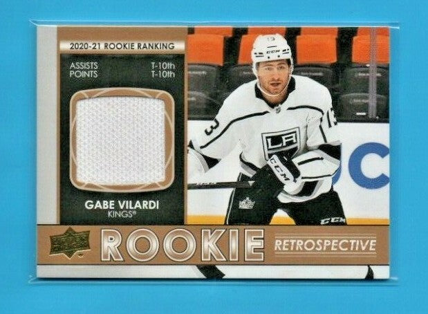 Gabe Vilardi 2021-22 UD Series 1 RR-6 Rookie Retrospective  Jersey White Patch