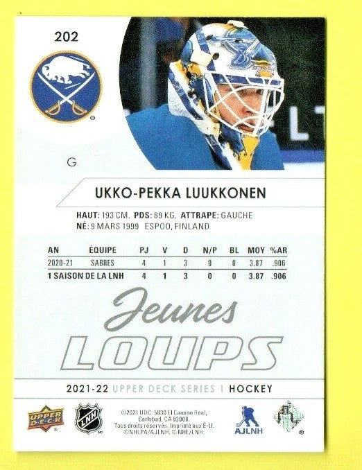 Ukko-Pekka Luukkonen  2021-22 Upper Deck Series 1  - Jeunes Loups  - SSP  Sabres