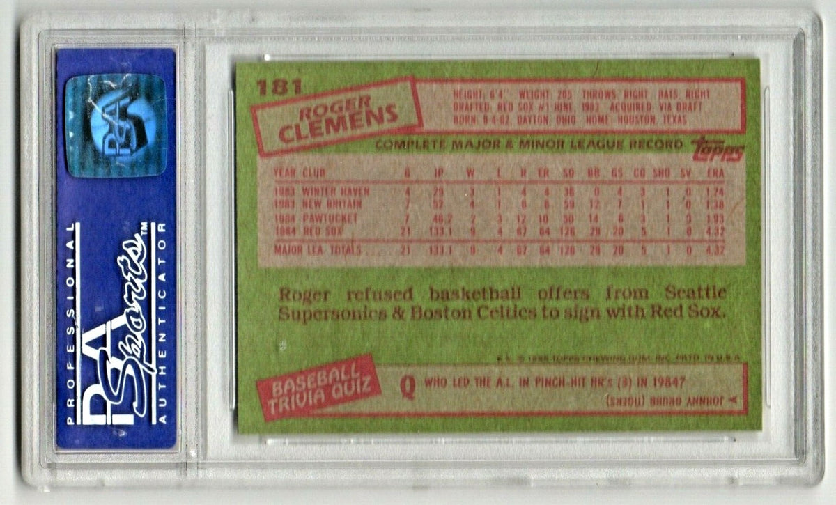 1985 Topps #181 Roger Clemens RC Rookie Card PSA 8 NM-Mint NQ Boston Red Sox 