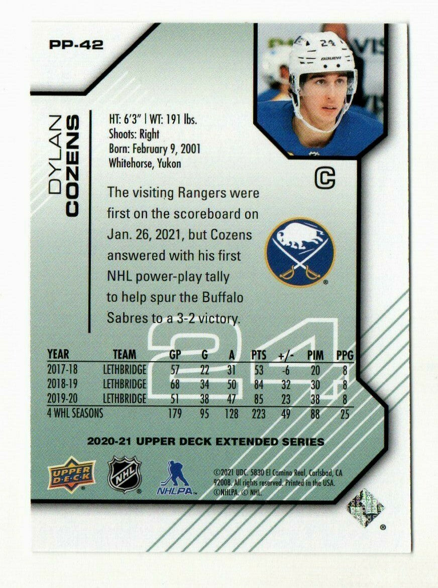 2020-21 Upper Deck UD Pros and Prospects #PP42 Dylan Cozens Buffalo Sabres /1000