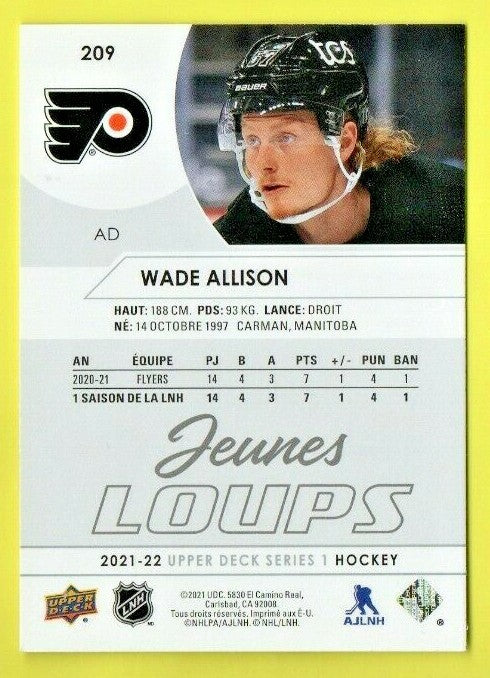 WADE ALLISON - 2021-22 Upper Deck Series 1  - Jeunes Loups  - SP  - Flyers