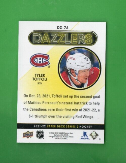 2021/22 Upper Deck  -  Tyler Toffoli  -  Dazzlers Red  -  Montreal Canadiens