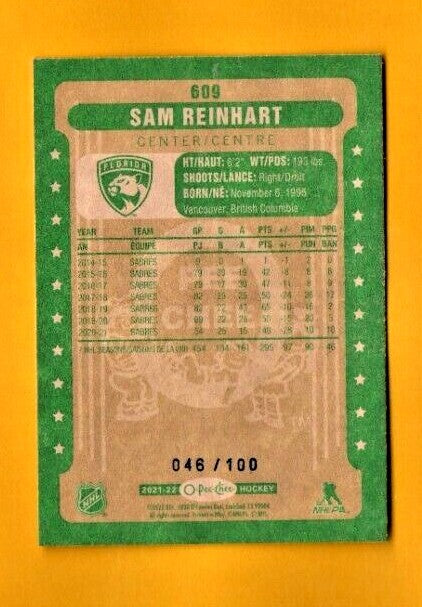 2021-22 O-Pee-Chee Retro Black Border Sam Reinhart   #609  -  046/100  Panthers