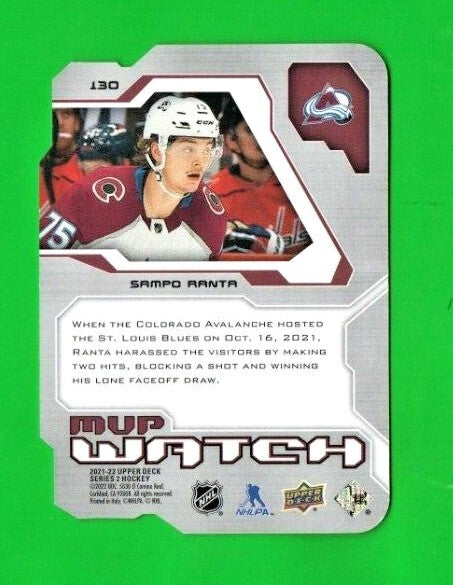 SAMPO RANTA  2021-22 Upper Deck Series 2 MVP Watch Gold  Die-Cut #130  - 063/250
