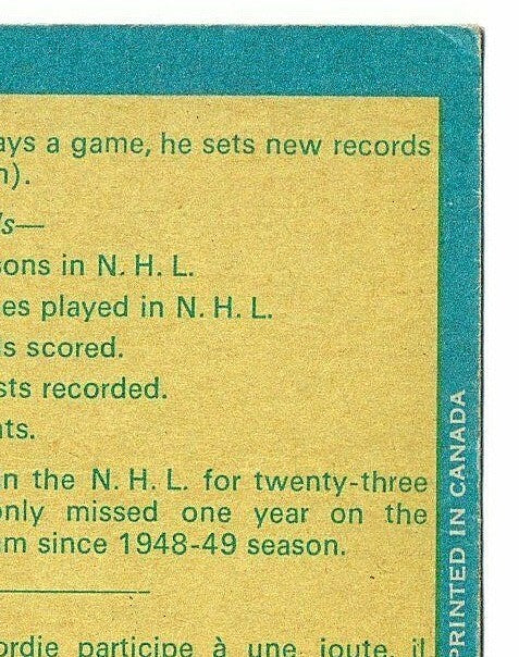 1969-70 O-PEE-CHEE - GORDIE HOWE - MR. HOCKEY - DETROIT RED WINGS -  NNO ERROR
