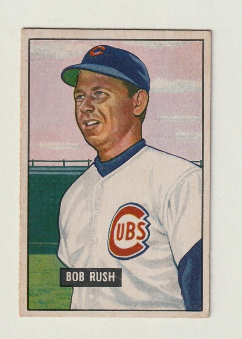 1951 Bowman #212:   -  BOB RUSH     "Chicago Cubs" ~  VG-EX