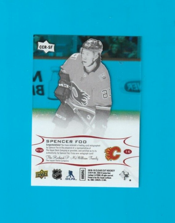 2018-19 Upper Deck UD Exclusives 29/65 Clearcut Rookie Auto - CCR-SF Spencer Foo