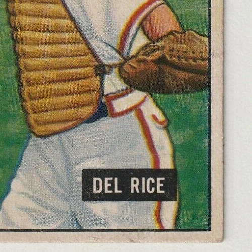 1951 Bowman  -  Del Rice   -  St. Louis Cardinals  #156   VG-EX.