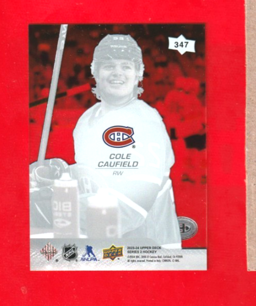 2023-24 Upper Deck Series 2 Clear Cut #347 -  Cole Caufield - Montreal Canadiens