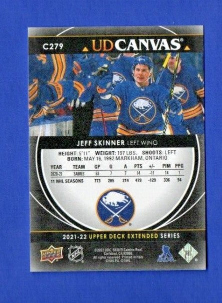 Jeff Skinner  -  Buffalo Sabres  -  2021-22 UD Extended Black Canvas  #C279  