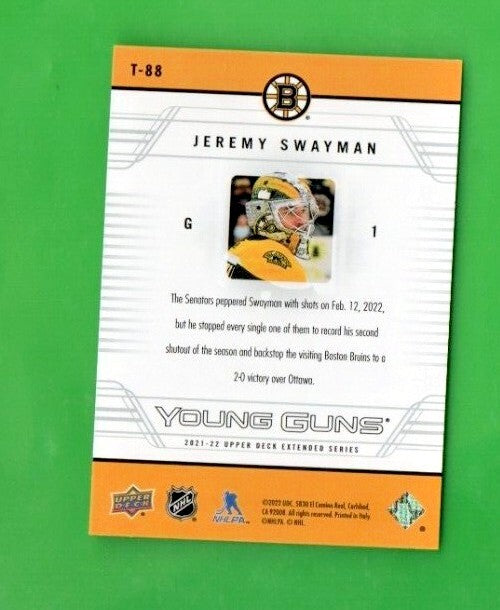 2021-22 Extended Series 06-07 Upper Deck Retro Young Guns #T-88 Jeremy Swayman