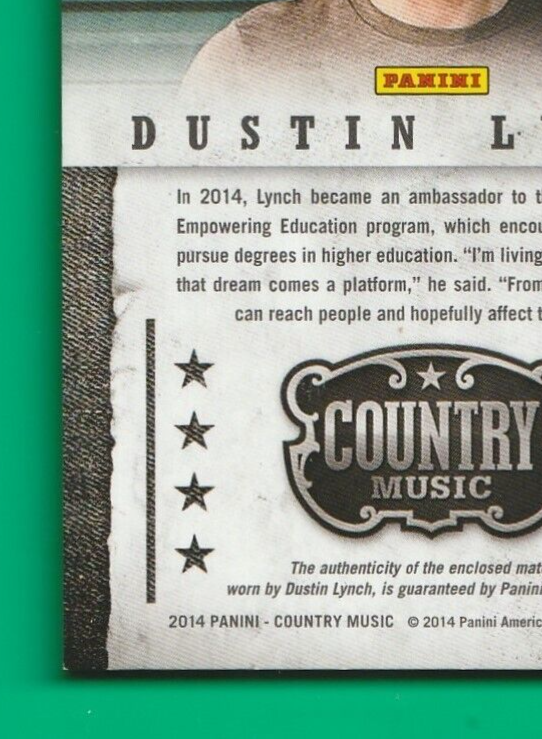 2014 Panini Country Music   Musician Materials Gold #M-DL  -  Dustin Lynch 65/99