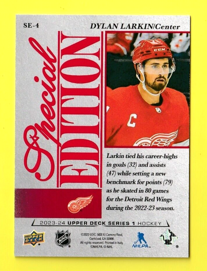 Dylan Larkin    2023-24 UD Series 1  -  Special Edition Red    #SE-4   Red Wings