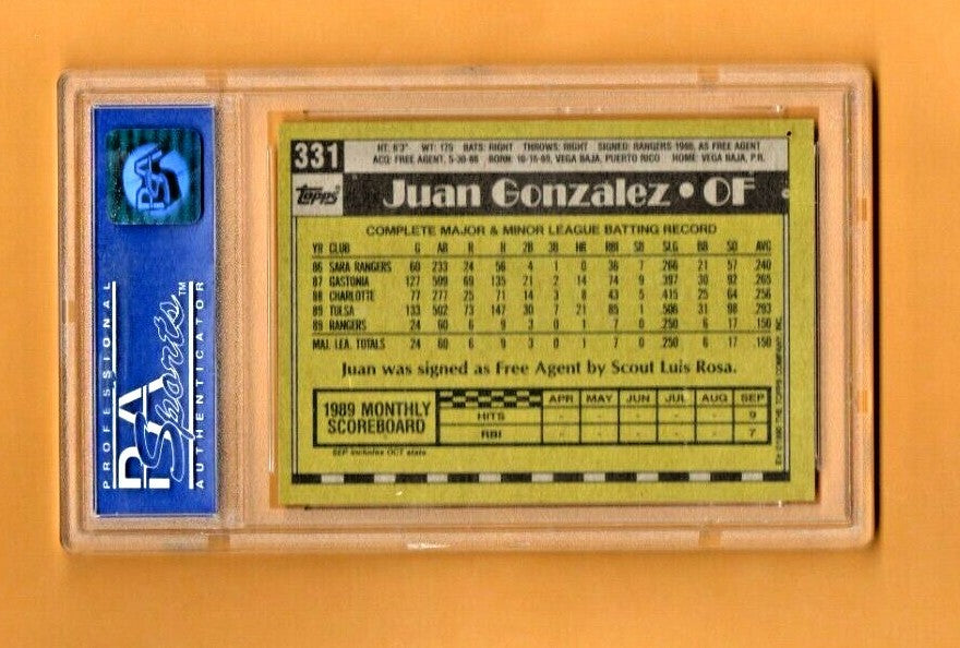 1990 Topps Juan Gonzalez #331 PSA  NM 7 - Rookie RC Texas Rangers