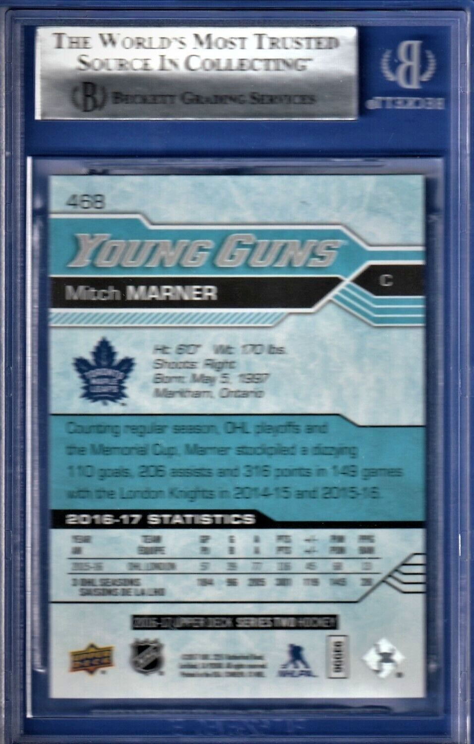 Mitch Marner  Upper Deck  Y.G.   2016-17 bgs 9 (9.5-9.5-9-9) Toronto Maple Leafs
