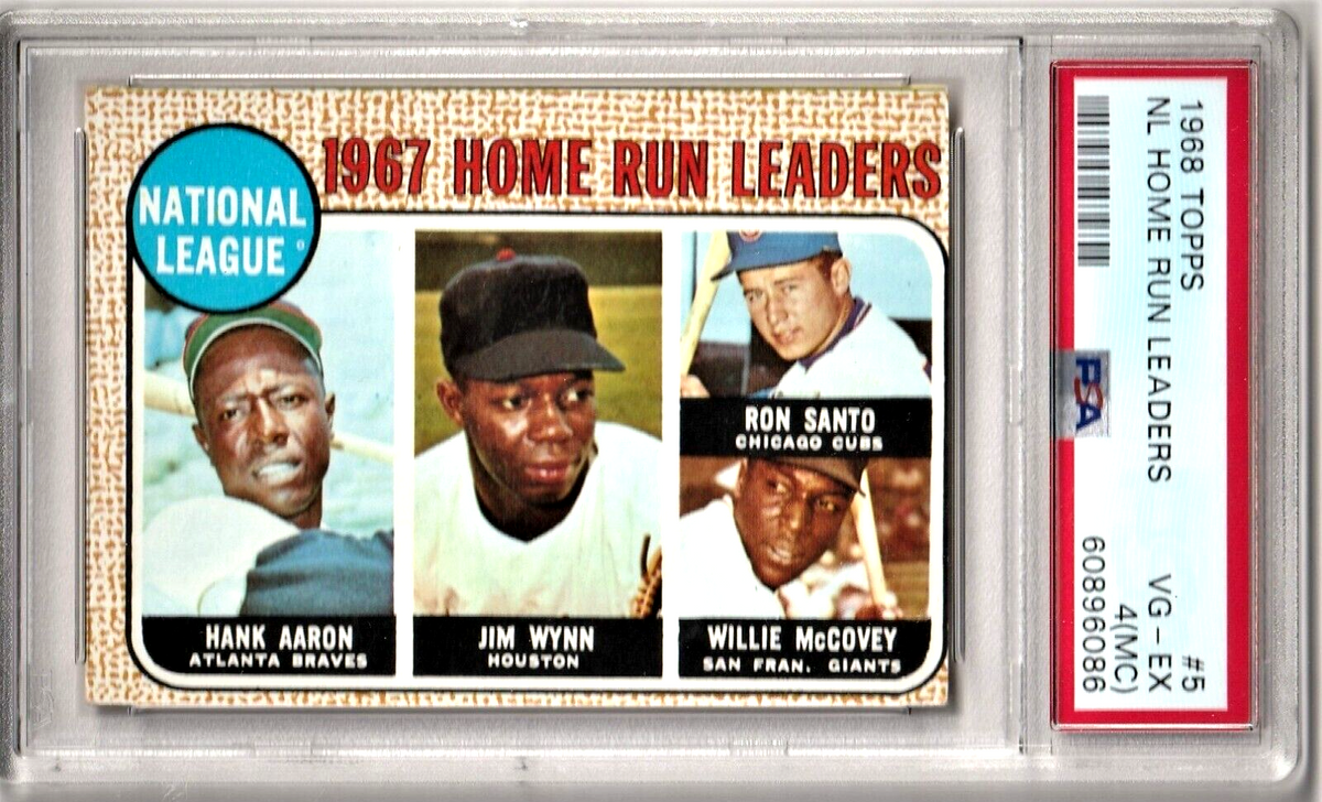 1968 Topps #5 NL Home Run Leaders -  Aaron/Wynn/Santo/McCovey   PSA 4 (MC) VG-EX