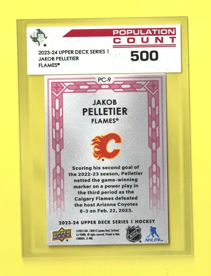 2023-24 Upper Deck Series 1  -  #PC-9   Jakob Pelletier  -  Population Count 500