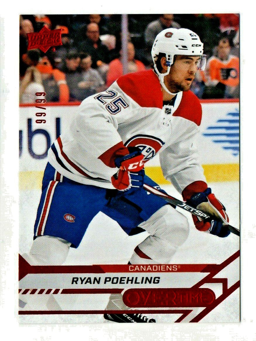 2020-21 UD Overtime Wave 2 Base Red #100 Ryan Poehling 99/99 Montreal Canadiens