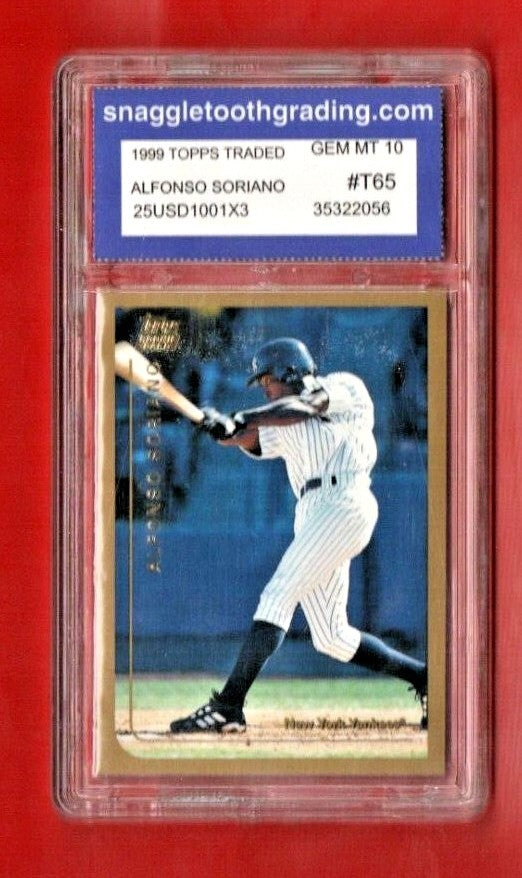 1999 Topps Traded Alfonso Soriano Rookie RC #T65 PSA 10 Yankees Graded GEM MT 10