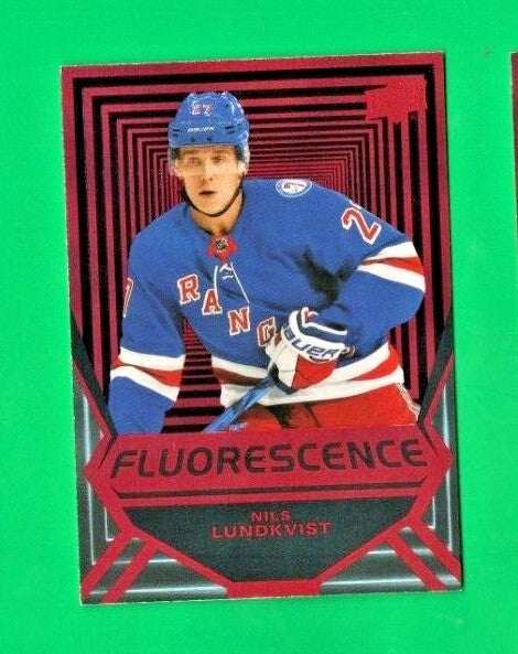 2021-22 UD Series 2 Hockey Nils Lundkvist    Fluorescence    RED    FL-7 Rangers