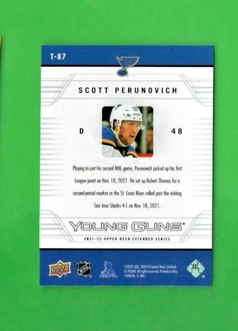 2021-22 Upper Deck Extended 2006-07 Retro Young Guns Scott Perunovich #T-87
