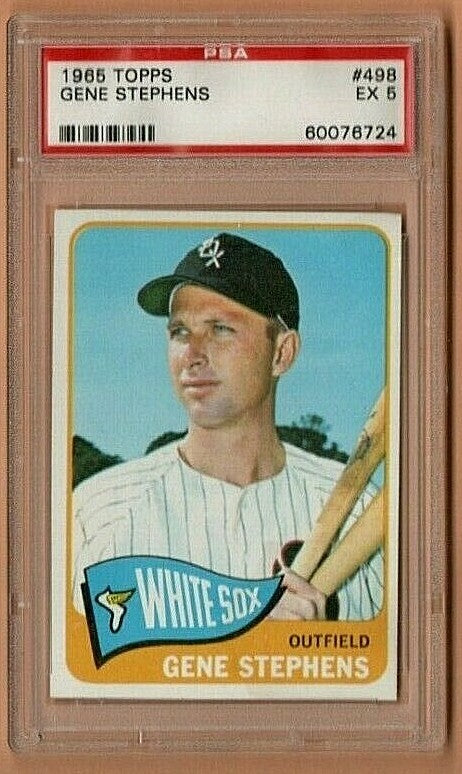 1965 Topps Baseball, #498  -  Gene Stephens, Chicago White Sox, --  PSA EX 5
