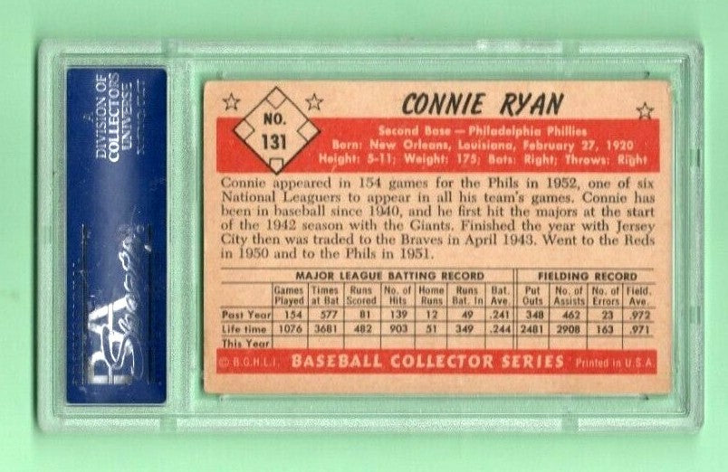 1953 Bowman Color Connie Ryan #131 PSA VG-EX 4 Philadelphia Phillies
