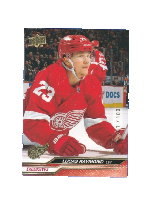 2023-24 Upper Deck Series 2 EXCLUSIVES 007/100  LUCAS RAYMOND  Detroit Red Wings
