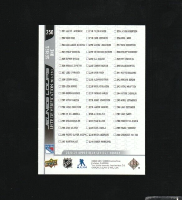 2020-21 Upper Deck French Jeunes Loups #250 A. Lafreniere / V. kravtsov  Rangers