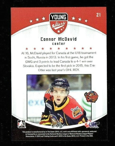 Connor McDavid. 2014 In The Game, Young Stars #21. Erie Otters