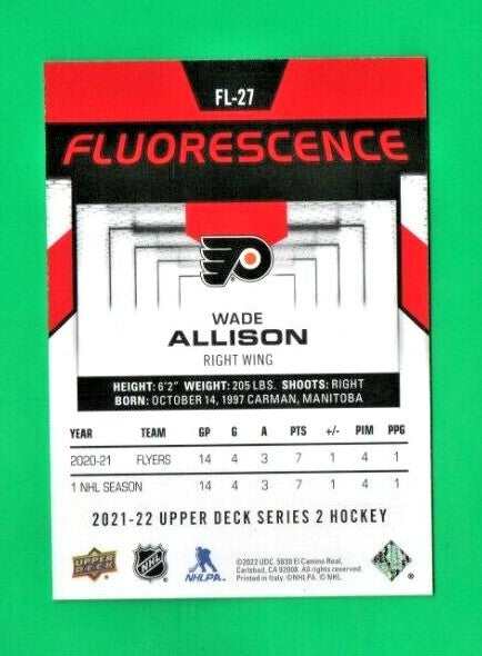2021-22 UD Series 2 Hockey WADE ALLISON  Fluorescence   RED    FL-27  Flyers