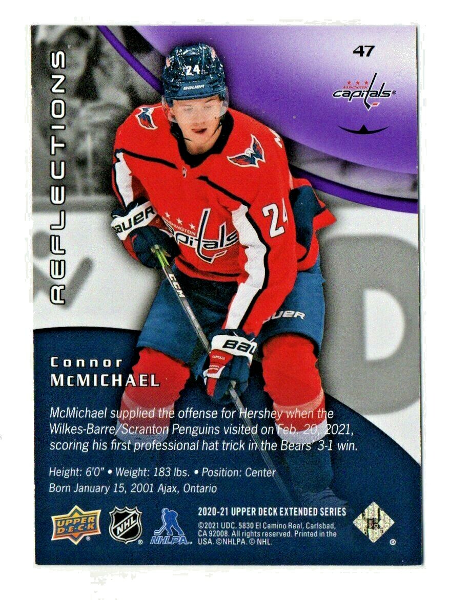 2020/21 UD Extended Series Reflections Connor McMichael Rookie 005/300 Capitals