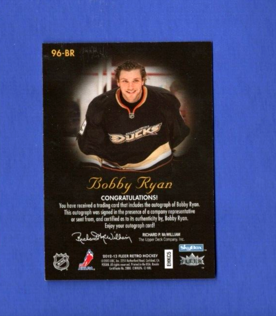 2012-13 Fleer Retro Autographics   AUTO #96-BR   -  BOBBY RYAN   - Anaheim Ducks
