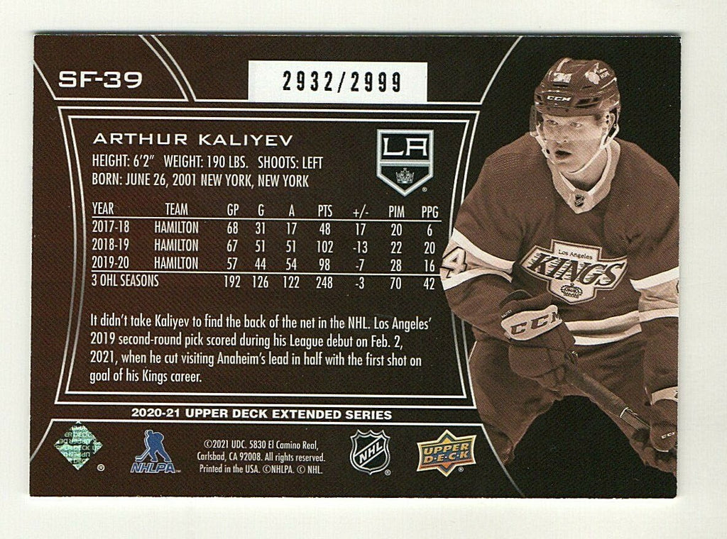 2020-21 Upper Deck Extended SPx FINITE - Arthur Kaliyev - 2932/2999  - (#SF-39)