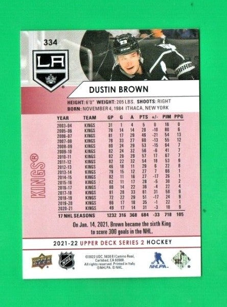 Dustin Brown 2021-22 Upper Deck Series 2 UD Exclusives #334 -   059/100  Kings