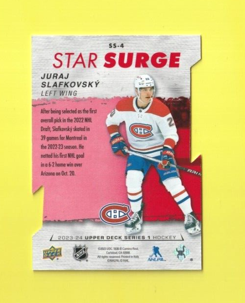 Juraj  Slafkovsky  -   Star Surge *RED*  DIE-CUT  -  2023-24 Upper Deck Series 1