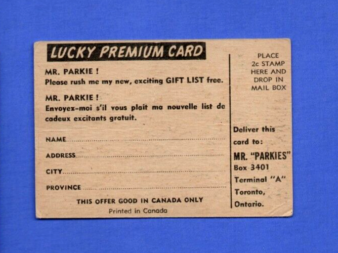 1954-55 Parkhurst Set-Break # 74 Dean Prentice - New York Rangers Lucky  P. Back