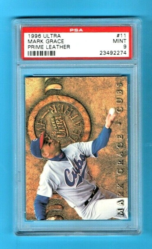 1996 Fleer Ultra Prime Leather Mark Grace #11 Chicago Cubs  PSA Mint 9 Pop 1